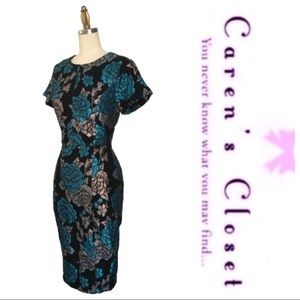 ASOS Metalic Floral Brocade Sheath Dress